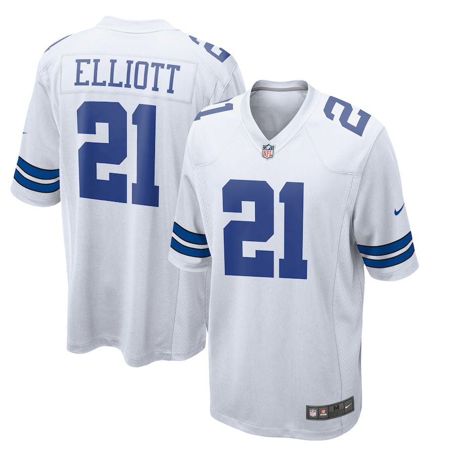 Men Dallas Cowboys #21 Ezekiel Elliott Nike White Team Game NFL Jersey